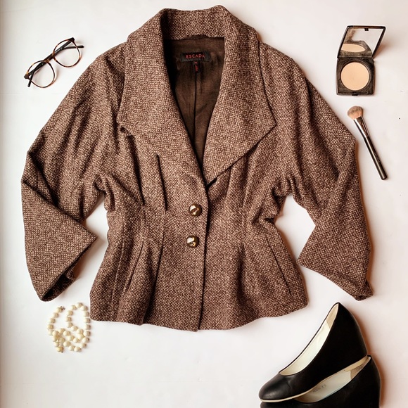 Escada Jackets & Blazers - Escada Peplum Style Alpaca Wool Jacket